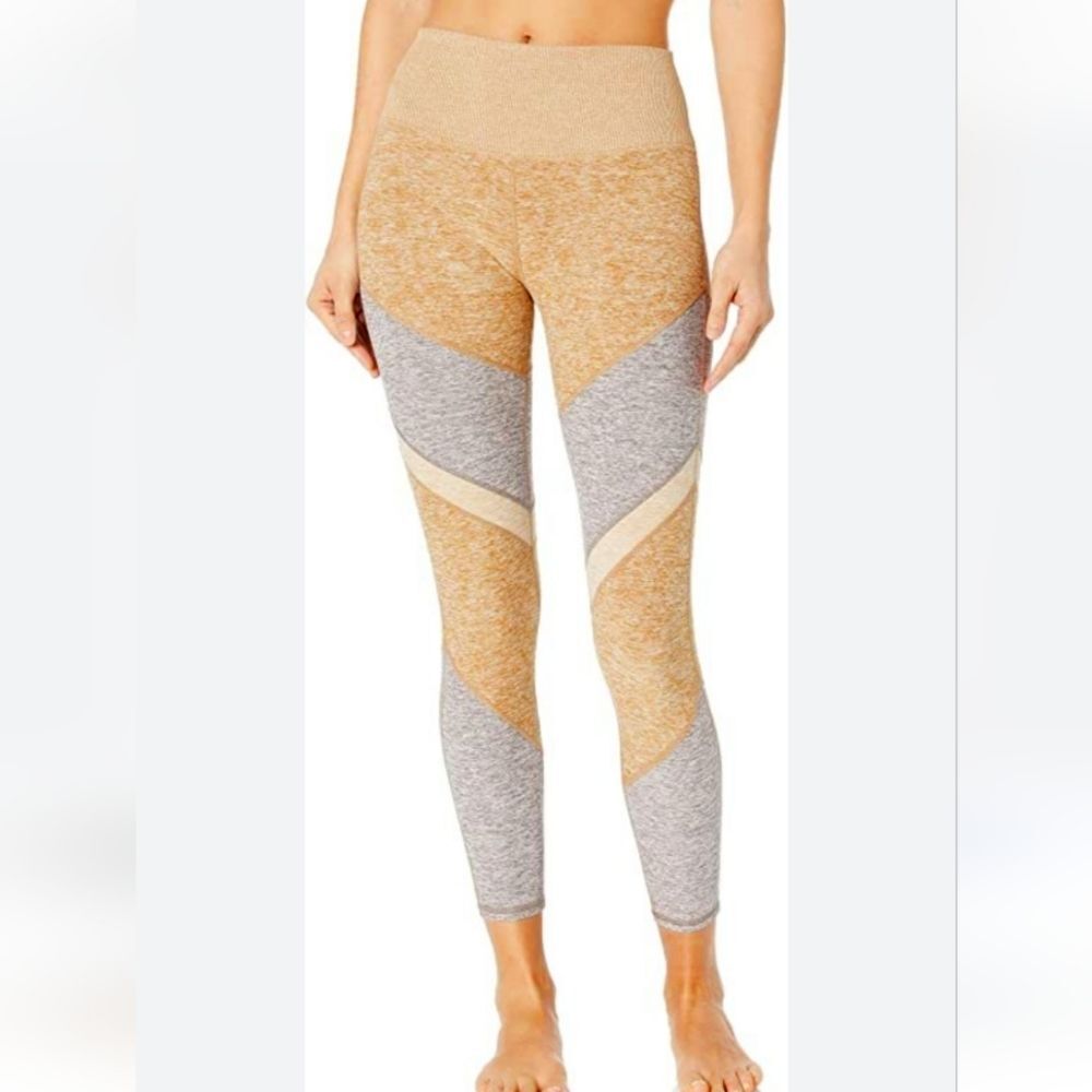 Alo yoga color block brown & grey crop leggings sz xs